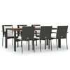 vidaXL 7-delige Tuinset met kussens poly rattan zwart
