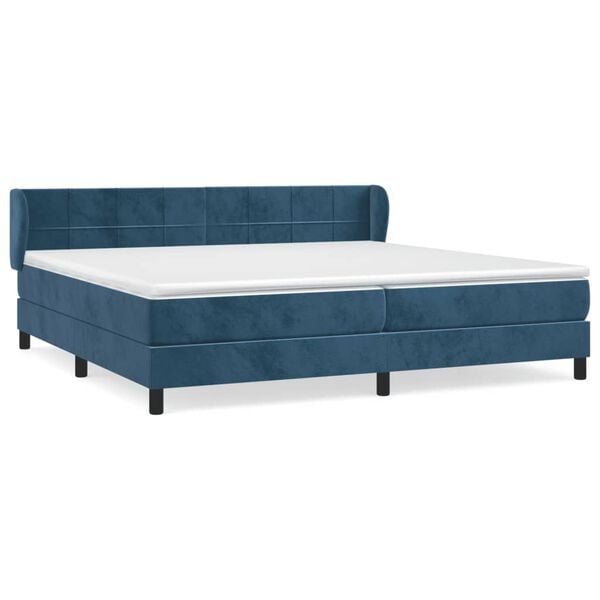 vidaXL Boxspring met matras fluweel donkerblauw 200x200 cm