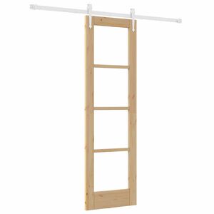 vidaXL Schuifdeur Naturel 61 x 198,5 cm Massief grenenhout en glas