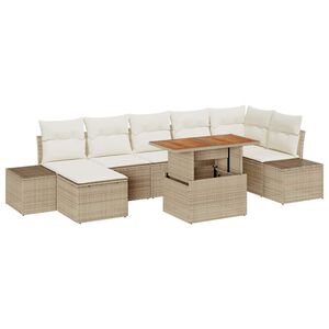 vidaXL Tuin Sofa Set met kussen 8 pcs Beige en Cr&egrave;me