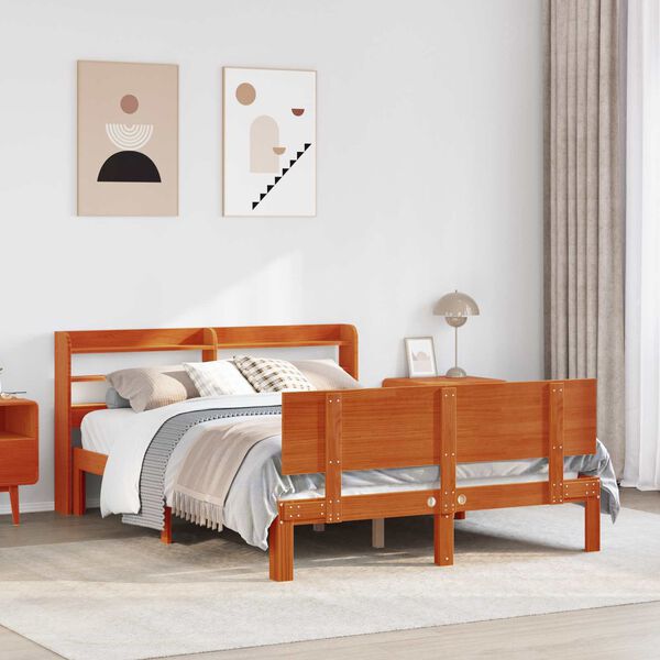 vidaXL Bedframe met hoofdeinde 2 pcs Wasbruin Massief Vurenhout