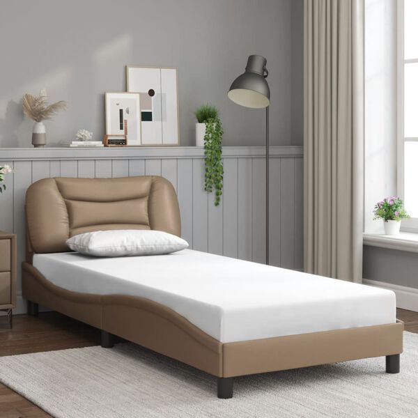 vidaXL Bedframe zonder matras "Hvar" kunstleer cappuccinokleurig 90x200 cm