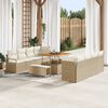 vidaXL Tuinbankenset met kussen 11 pcs Beige poly rattan