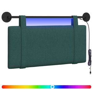 vidaXL Hangend hoofdbord Met LED-verlichting Donkergroen Stof