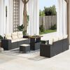 vidaXL Tuin Sofa Set met kussen 9 pcs Zwart en Cr&egrave;me Poly Rattan