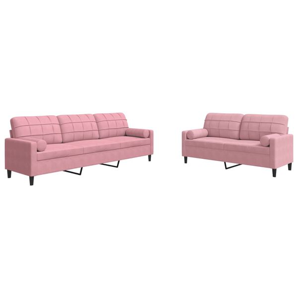 vidaXL 2-delige Loungeset met kussens en bolsters fluweel roze