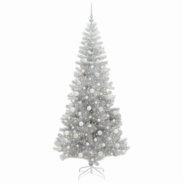 vidaXL Kerstboom met 300 LED met standaard Zilver 210 cm PET