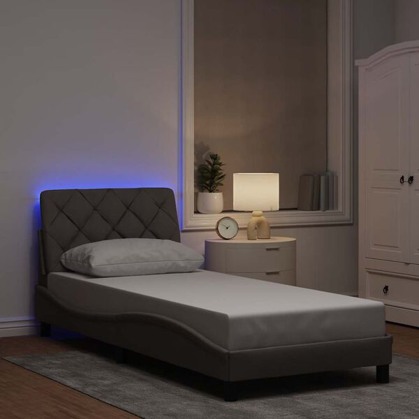 vidaXL Bedframe met LED zonder matras 80x200 cm stof taupe
