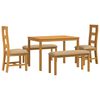 vidaXL Eetkamerset 5 st Beige Massief Eikenhout