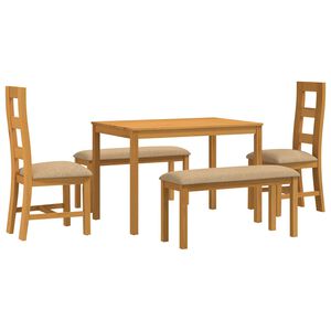 vidaXL Eetkamerset 5 st Beige Massief Eikenhout