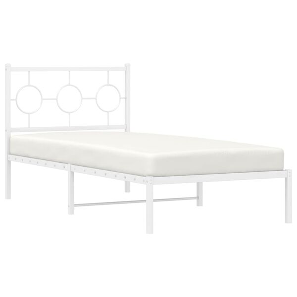 vidaXL Bedframe met hoofdbord metaal wit 90x200 cm