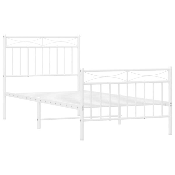 vidaXL Bedframe met hoofd- en voeteneinde metaal wit 90x200 cm