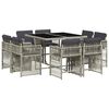vidaXL 9-delige Tuinset met kussens poly rattan lichtgrijs