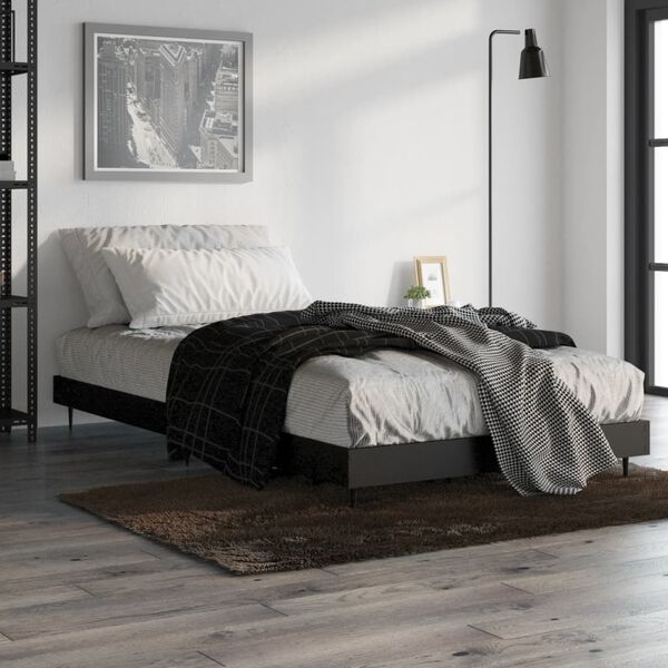 vidaXL Bedframe bewerkt hout zwart 90x190 cm