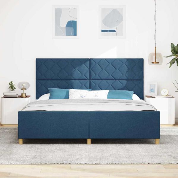 vidaXL Bedframe met hoofdeinde Blauw 200 x 200 cm Stof