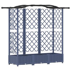 vidaXL Verhoogd Bed met Trellis en Dak Grijs 163 x 40 x 123 cm PP