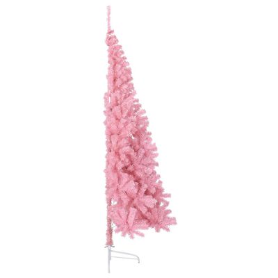 vidaXL Kunstkerstboom met standaard half 180 cm PVC roze