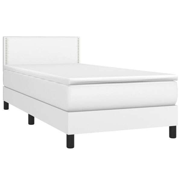 vidaXL Boxspring met matras en LED kunstleer wit 90x190 cm