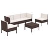 vidaXL 6-delige Loungeset met kussens poly rattan bruin