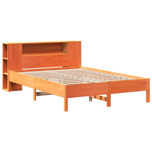 vidaXL Bed met boekenkast zonder matras grenenhout wasbruin 150x200 cm