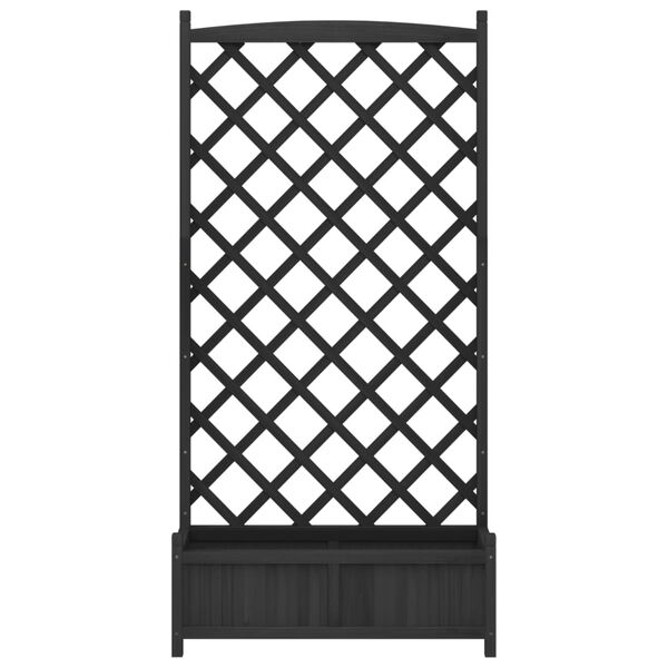 vidaXL Plantenbak met latwerk massief vurenhout zwart