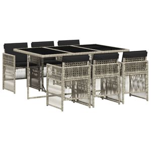 vidaXL 7-delige Tuinset met kussens poly rattan grijs