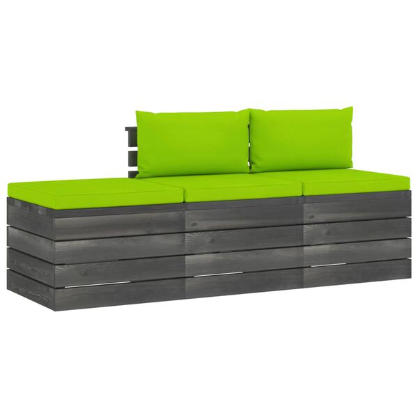 vidaXL 3-delige Loungeset met kussens pallet massief grenenhout