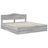vidaXL Bedframe met lade Grijs Sonoma 200 x 200 cm Ingenieurshout