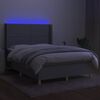 vidaXL Boxspring met matras en LED stof lichtgrijs 140x190 cm