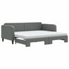 vidaXL Slaapbank onderschuifbed matrassen 90x190 cm stof donkergroen