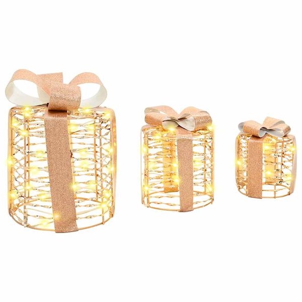 vidaXL Cadeau Doos Decoratie 3 pcs Warmwit 20 x 20 x 20 cm PET