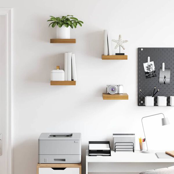 vidaXL Wandplank met opslag 4 pcs Bruin 23 x 23,5 x 4 cm Bewerkt hout