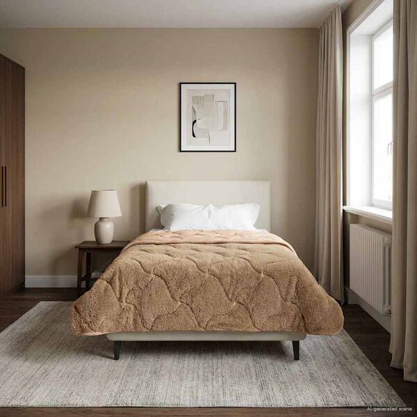 vidaXL Vol jaar dekbed Taupe 135 x 220 cm Microfiber en Teddy fleece