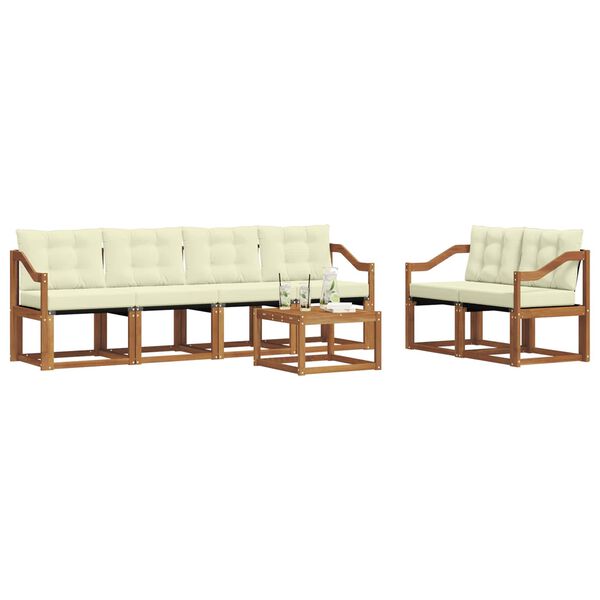 vidaXL Buiten bankenset met kussen 7 pcs Natuurlijk en Cr&egrave;me