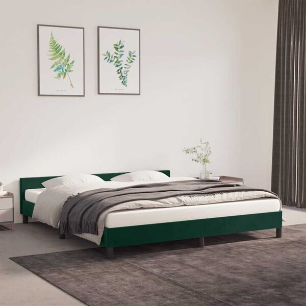 vidaXL Bedframe zonder matras 180x200 cm fluweel donkergroen