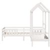 vidaXL Kinderbed met huisje en bankje massief grenenhout wit 100x200cm