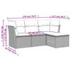 vidaXL 4-delige Loungeset met kussens poly rattan zwart