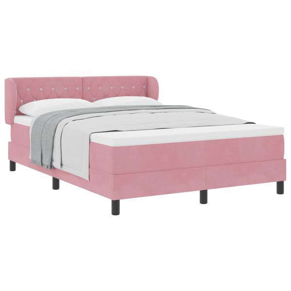 vidaXL Boxspringbed met hoofdeinde Roze 140 x 200 cm Fluweel