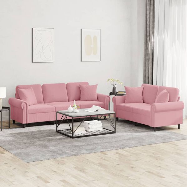 vidaXL 2-delige Loungeset met kussens fluweel roze