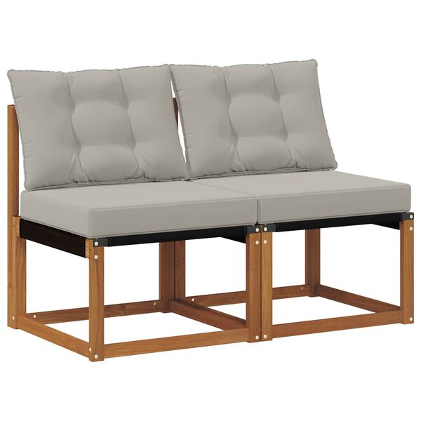 vidaXL 2 Stuk Buitenzitmiddelsofa Massief acaciahout en Textilene Stof