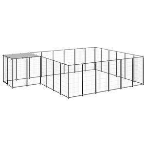 vidaXL Hondenkennel 12,1 m&sup2; staal zwart