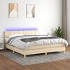 vidaXL Boxspring met matras en LED stof cr&egrave;mekleurig 160x200 cm