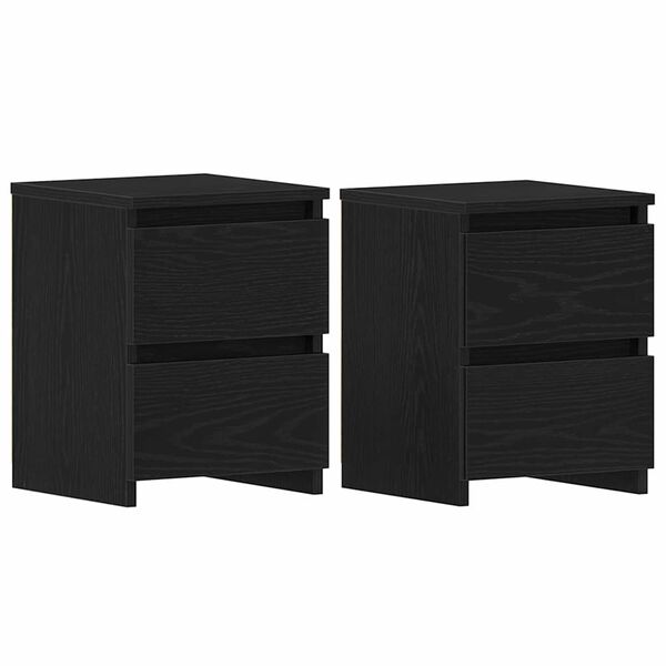vidaXL Nachtkastje 2 pcs Zwart Eiken 30 x 30 x 40 cm Bewerkt hout