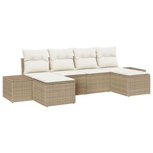 vidaXL Tuin Sofa Set met kussen 4 pcs Beige en Cr&egrave;me poly rattan