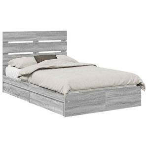 vidaXL Opslag bed met lade Grijs Sonoma 135 x 190 cm Bewerkt hout