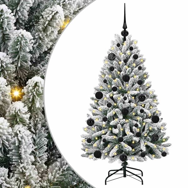 vidaXL Kunstkerstboom met 150 LED Groen en Wit 120 cm PVC en Metaal