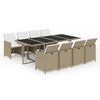 vidaXL 9-delige Tuinset met kussens poly rattan beige