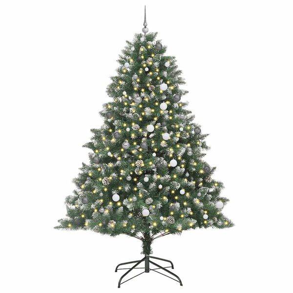 vidaXL Kunstkerstboom met 300 LED Groen 240 cm PVC en Plastic en Staal