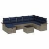 vidaXL Tuin Sofa Set 9 st Grijs en Marineblauw poly rattan
