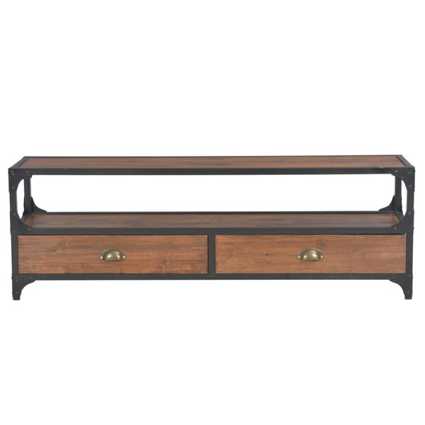 vidaXL Tv-meubel met 2 lades 120x30x40 cm massief grenenhout